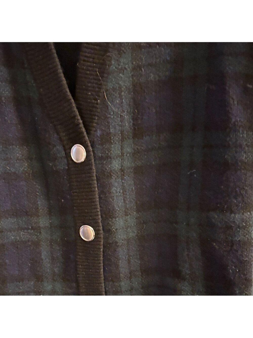 Women's Black watch Plaid Cardigan Sweater - Picture 4 of 4